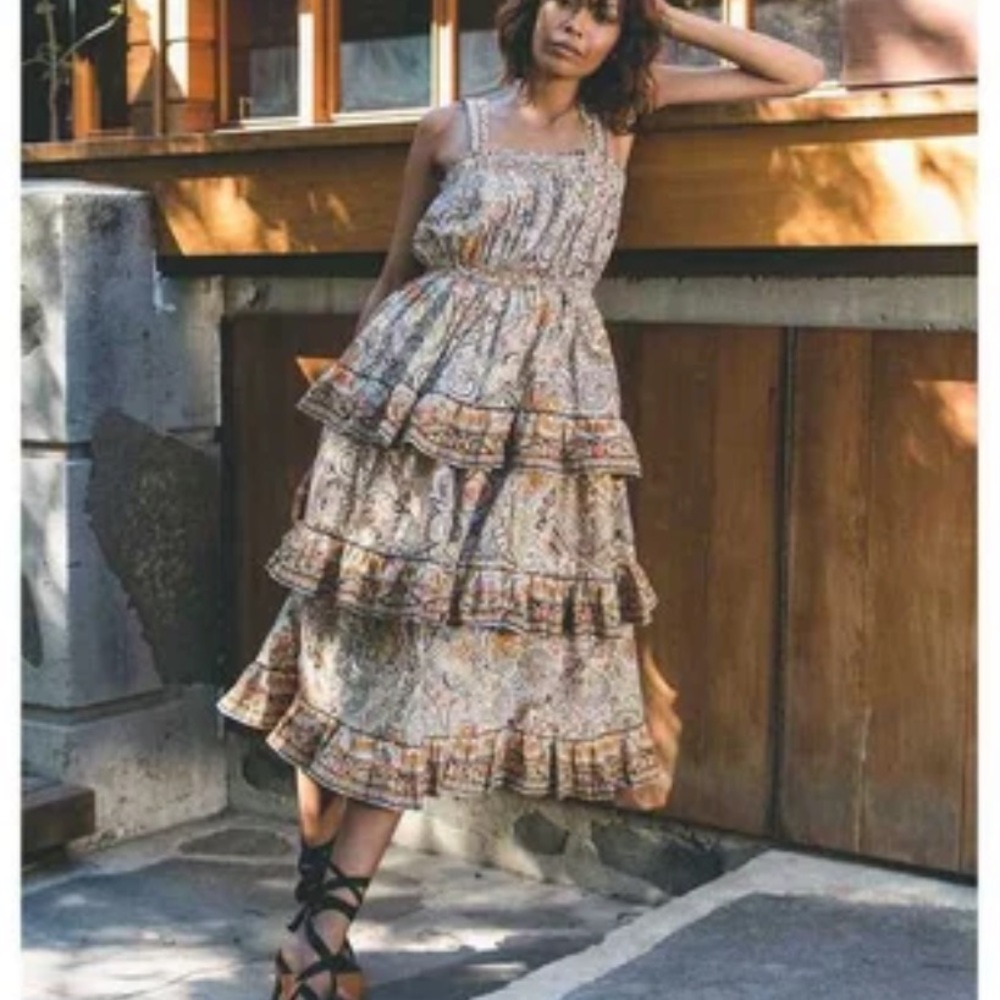 floral pattern midi dress Paneros Clothing Stella Midi Dress in Chili Flower